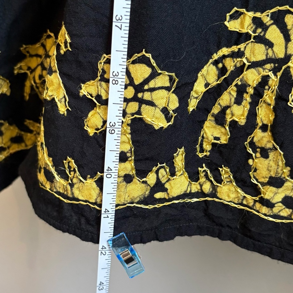 Rima Black Tropical Batik Printed and Embroidered Shift Dress Size Large - Picture 7 of 10